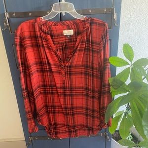 Burnt orange plaid blouse